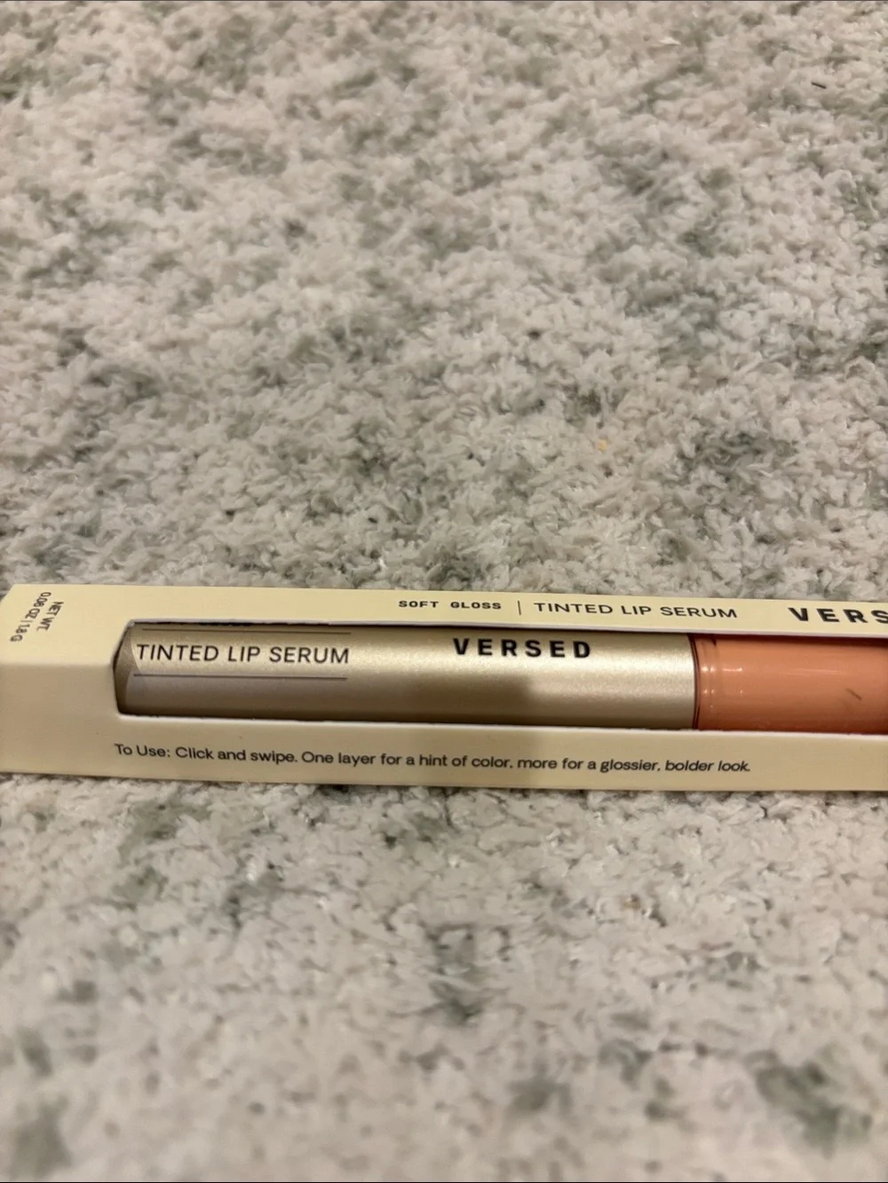 Versed Tinted Lip Serum in Flamingo peachy pink, NWT .06 oz